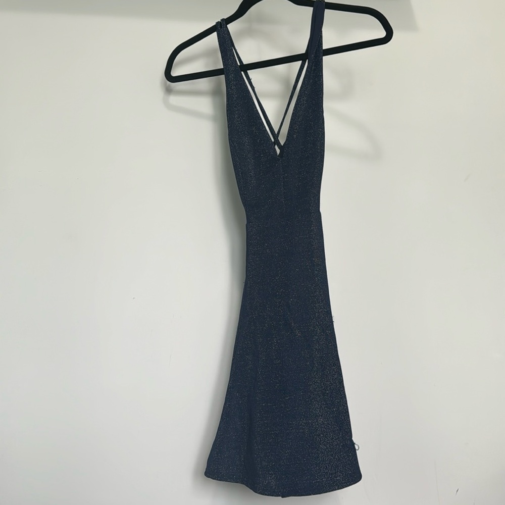 COPY - Lulus NWOT sold out Blue sparkle cross back dress
